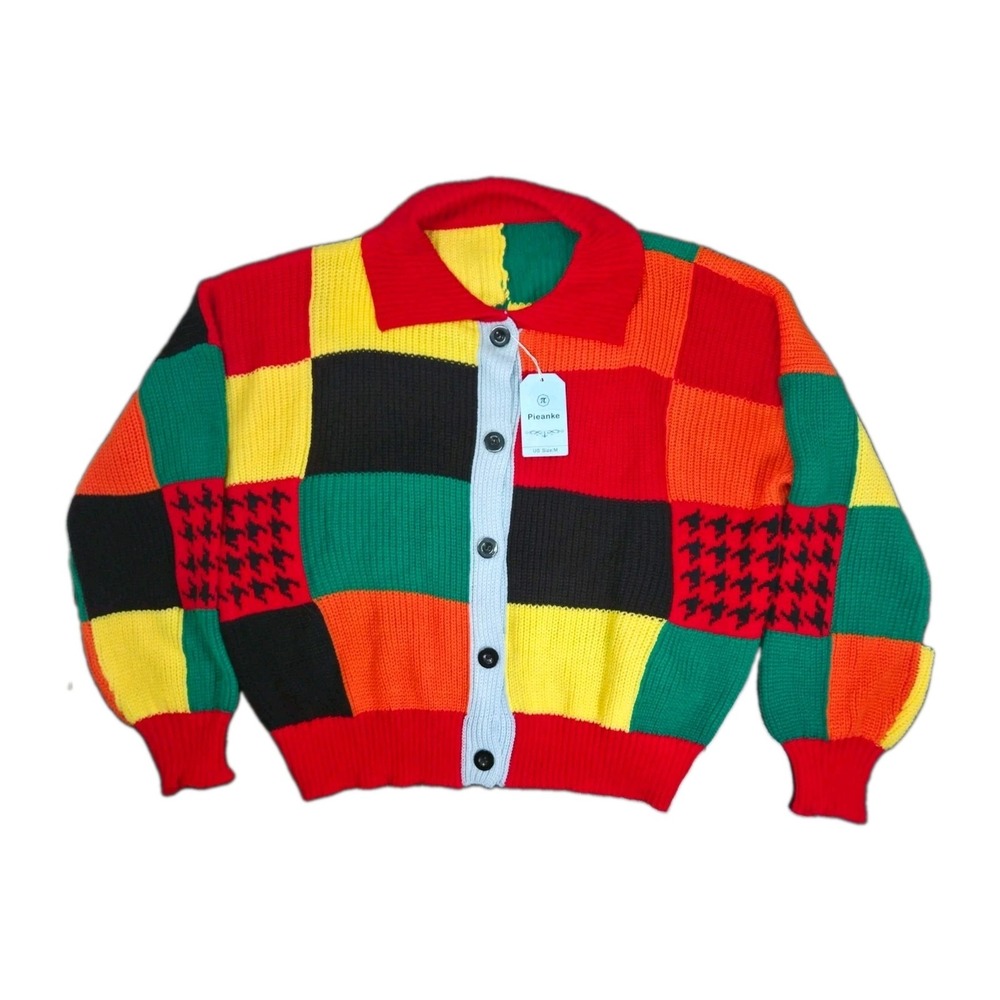 Harry Styles Inspired Colorblock Patchwork Cardigan Size Medium Baggy Fit